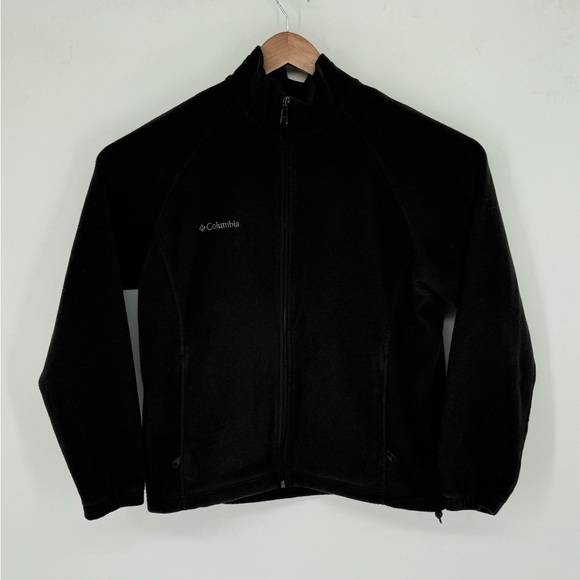 Columbia Women’s Fleece Full Zip Mock Neck Chest Logo Jacket Black Sz XL Q6 - Picture 1 of 5